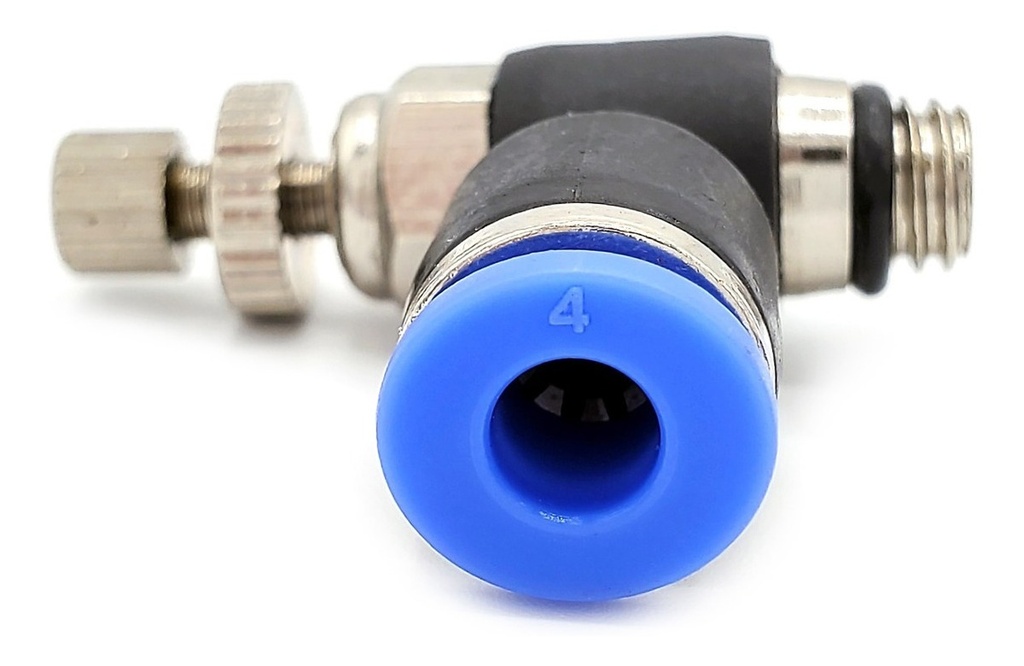 Conector / Regulador De Caudal Neumático Codo Rosca M6 X 4mm