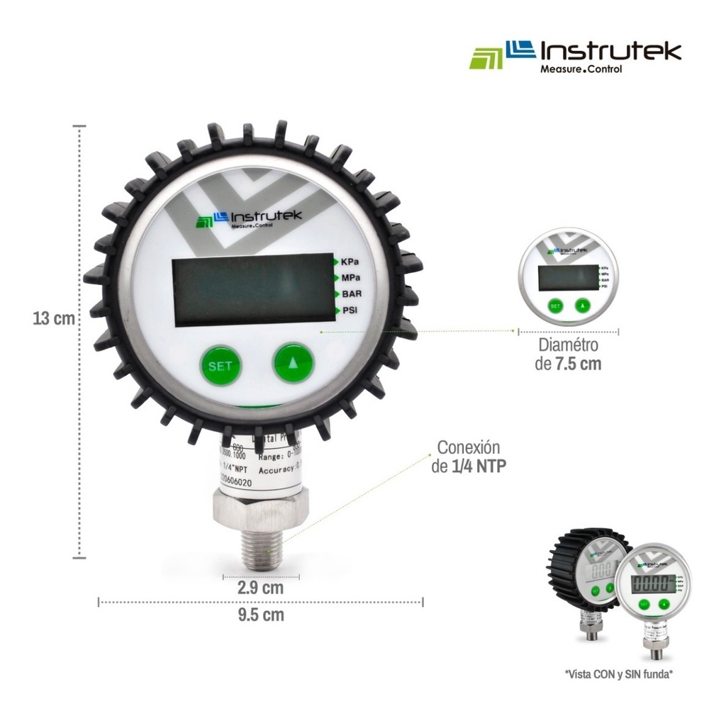 Manómetro digital con registro de datos , de 500 hasta 10,000 psi,  Exactitud 0.25%, SERIE, SM-QDB/USB - Suministros en Metrología