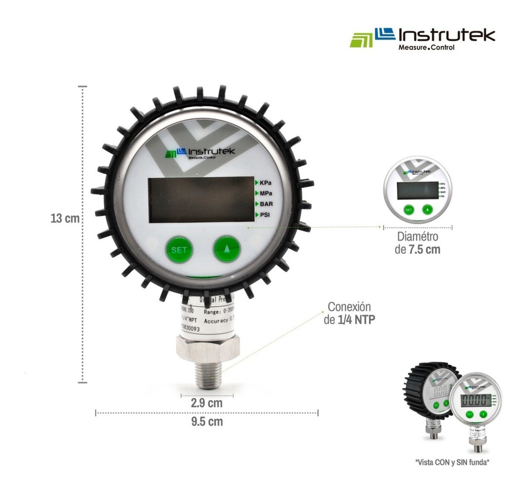 Manómetro Digital 200 Psi + 2 Unidades De Medida 