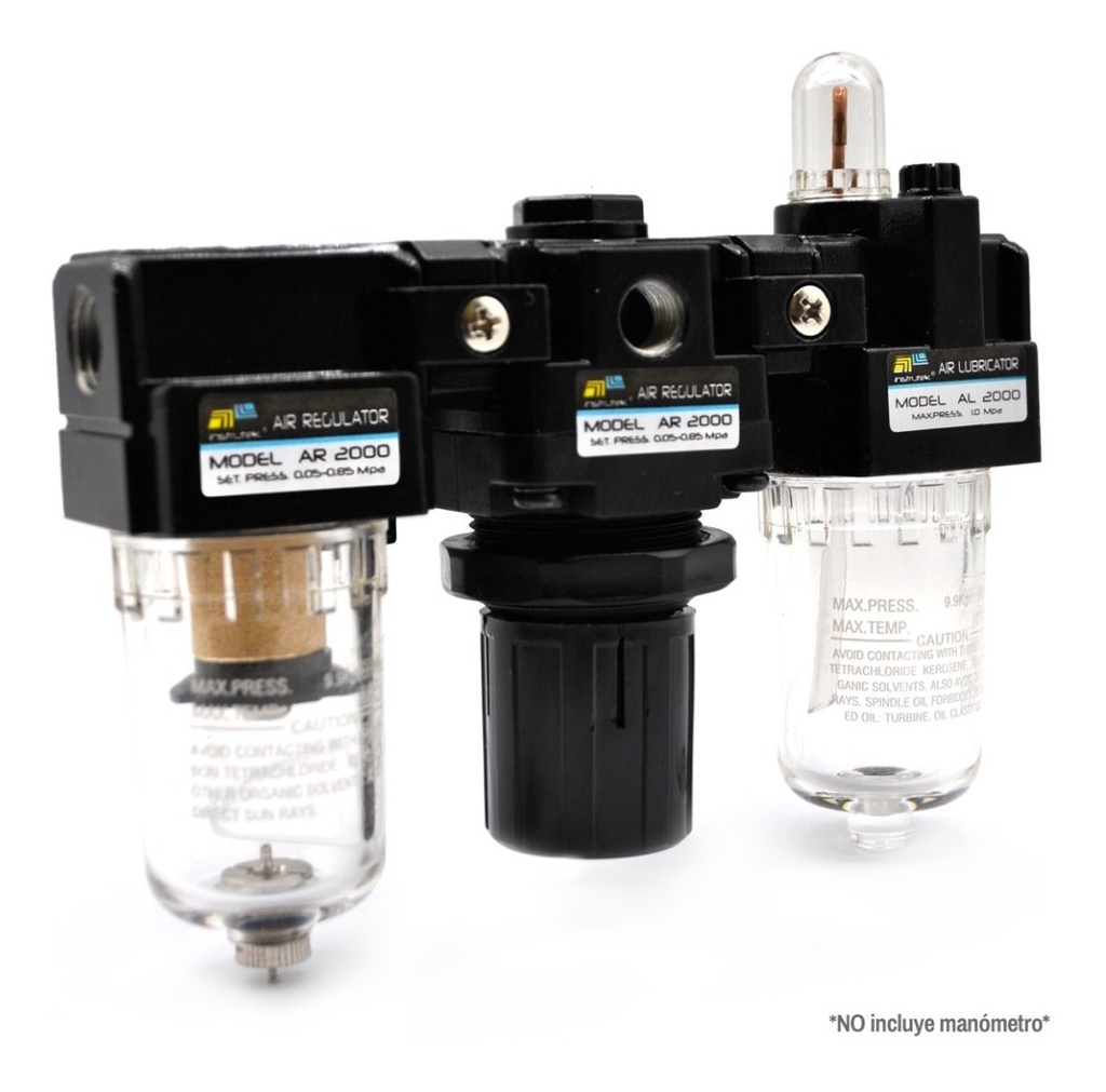 Filtro-regulador-lubricador 1/4 P/ Compresor Sin Manómetro