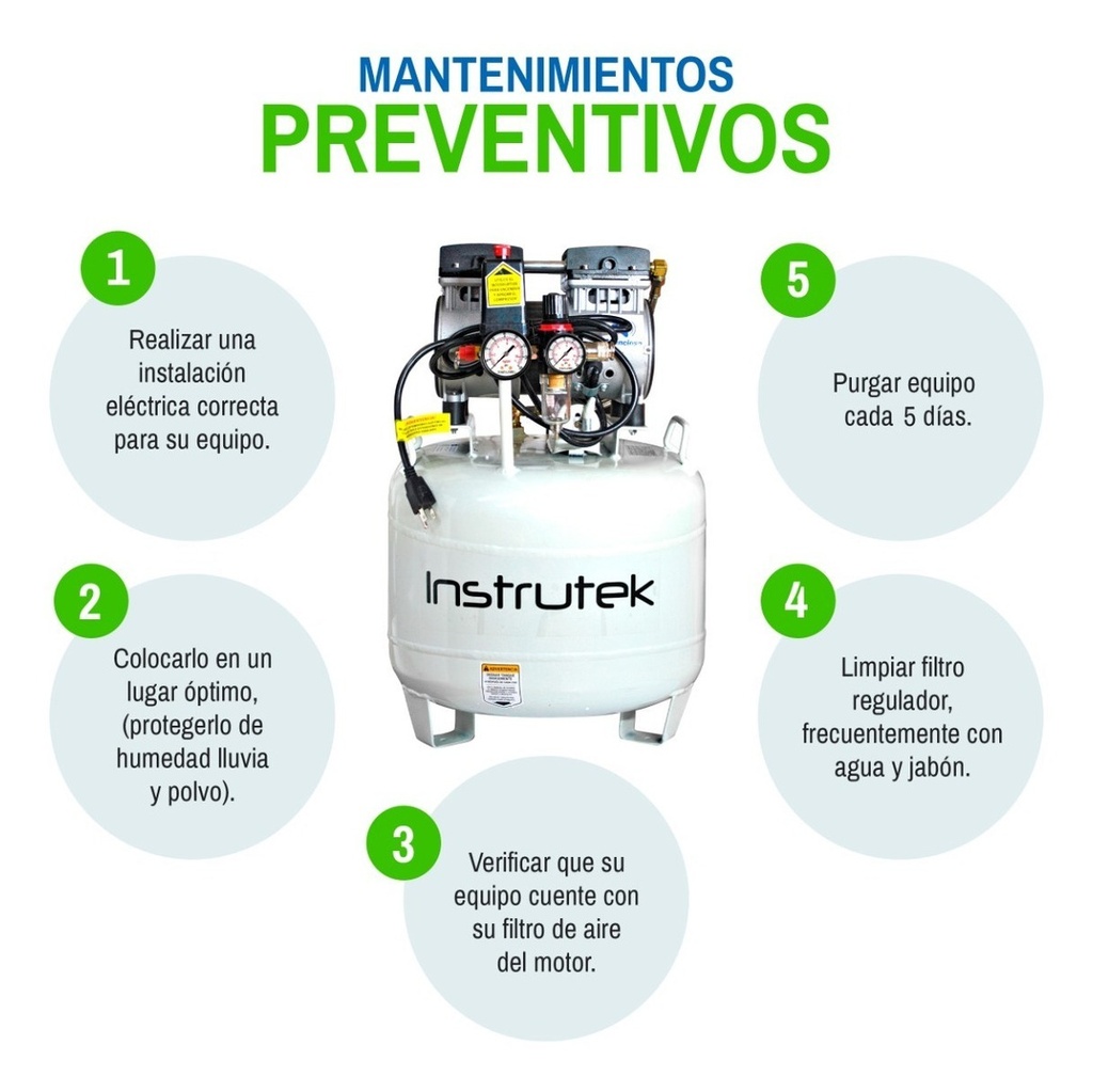 Compresor Dental Libre De Aceite 1 Hp Tanque 40 Lts