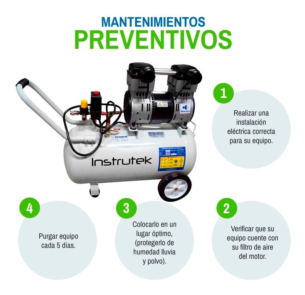 Compresor Dental Libre De Aceite 1 Hp Tanque 50 Lts