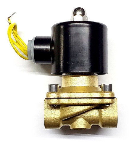 Válvula solenoide normalmente cerrada, cuerpo de latón y conexión a proceso de 1/2" NPT, 110V.