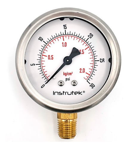 Manómetro 2.5", lleno de líquido (O.E.M.), 1/4" NPT, inferior, 30 psi-kg/cm2