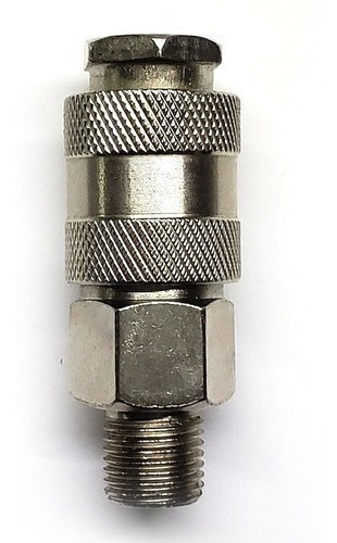 Cople rápido macho de 1/4" NPT, fabricado en latón y un recubrimiento en niquel.