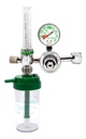 Regulador / inhalador de oxígeno medicinal tipo diafragma tuerca CGA540, con medidor de flujo, manómetro y vaso humidificador.