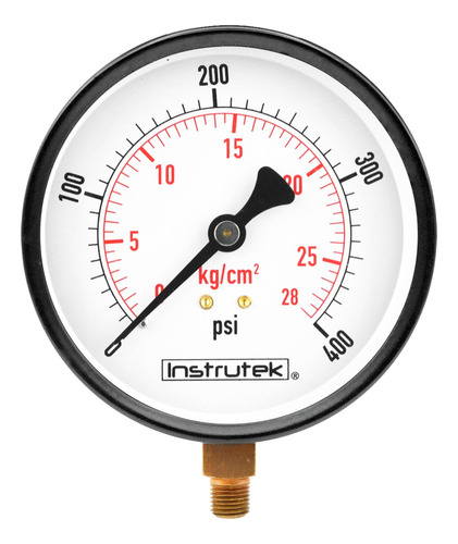 Manómetro 4", estándar, 1/4" NPT, inferior, 400 psi-kg/cm2