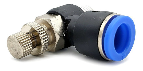 Regulador de flujo en codo, 1/4" NPT x 10 mm