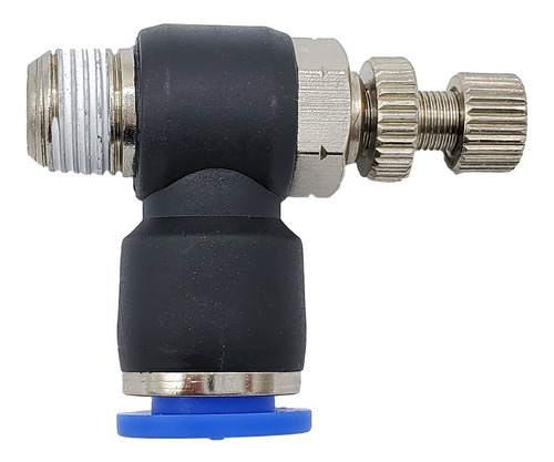 Regulador de flujo en codo, 1/8" NPT x 8 mm