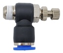 Regulador de flujo en codo, 1/8" NPT x 8 mm