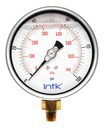 4” Liquid filled (O.E.M.), pressure gauge, 1/4” NPT, bottom connection, 0 to 100 psi-kPa