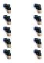 10 Pz De Conector/racor Neumático Codo Hembra 1/8 X 6 Mm