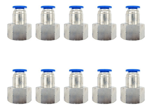 10 Pz De Conector/racor Neumático Recto Hembra 3/8 Npt X 8mm
