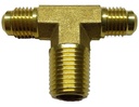 Conector en Tee, fabricado en latón de 1/4" NPT al Centro X 1/4" Flare