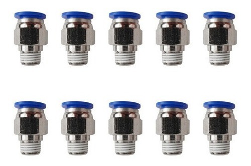 10 Pz De Conector/racor Rápido Neumático Recto 1/4npt X 12mm