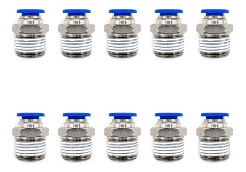 10 Pz De Conector/racor Rápido Neumático Recto 3/8 Npt X 8mm