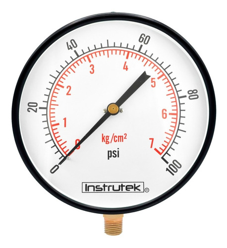 Manómetro 8", estándar, 1/2" NPT, inferior, 100 psi-kg/cm2