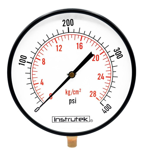 Manómetro 10", estándar, 1/2" NPT, inferior, 400 psi-kg/cm2