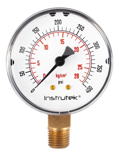 Manómetro 2.5", estándar ABS, 1/4" NPT, inferior, 400 psi-kg/cm2