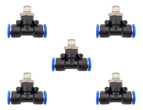 5pz Racor Neumático En Tee 1/4 Npt X 1/2