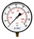 8" Standard, dry, pressure gauge, black steel case, 1/2" NPT, bottom connection, 0 to 160 psi-kPa