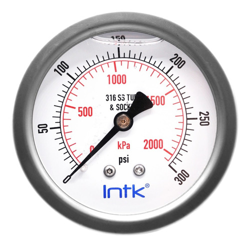 2.5” S.S. Liquid filled (O.E.M.), pressure gauge, 1/4” NPT, back connection, 0 to 300 psi-kPa