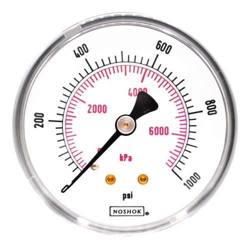 Manómetro 2.5", caja de ABS, 1/4" NPT, posterior, 1000 psi-kPa