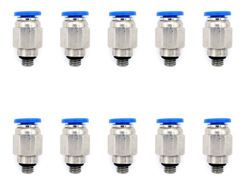 10 Pz De Conector/racor Rápido Neumático Recto M5 X 4mm