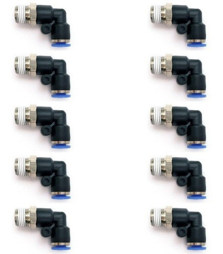 10 Pz De Conector/racor Rápido Neumático Codo 1/8 Npt X 1/8