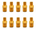 10 Pz De Niple hexagonal, fabricado en latón (dorado) de 1/4" NPT x 1/8" NPT