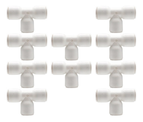 10 Pz De Conector unión en T, salidas a manguera de 3/8" (agua).