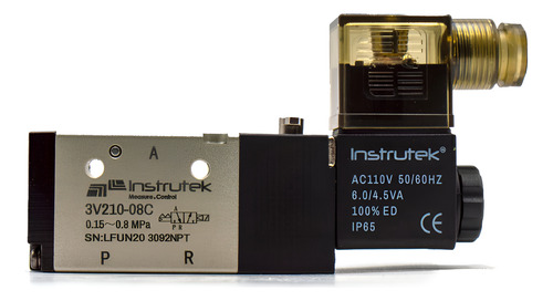Electroválvula 3/2 vías, puertos de 1/4" NPT 110V