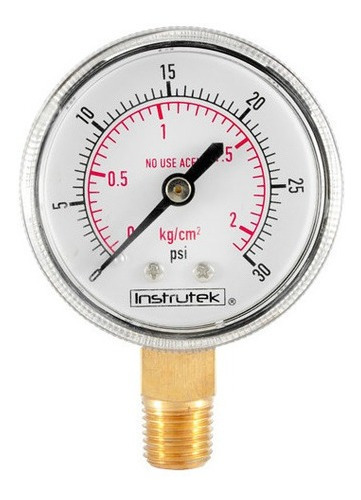 Manómetro 2", oxígeno y acetileno, 1/4" NPT, inferior, 30 psi-kg/cm2