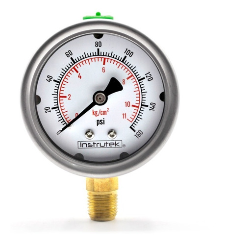 Manómetro 2.5", lleno de líquido (O.E.M.), 1/4" NPT, inferior, 160 psi-kg/cm2