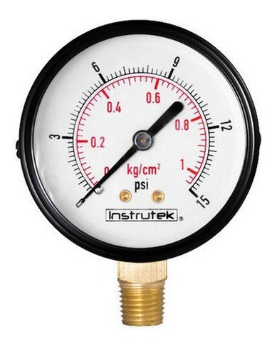 Manómetro 2.5", estándar, 1/4" NPT, inferior, 15 psi-kg/cm2