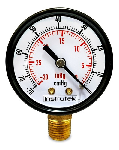 Vacuómetro 2", estándar, 1/4" NPT, inferior, 30 Vac inHg-cmHg
