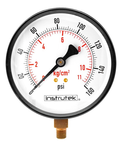 Manómetro 4", estándar, 1/4" NPT, inferior, 160 psi-kg/cm2