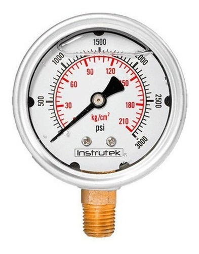 Manómetro 2.5", lleno de líquido (O.E.M.), 1/4" NPT, inferior, 3000 psi-kg/cm2