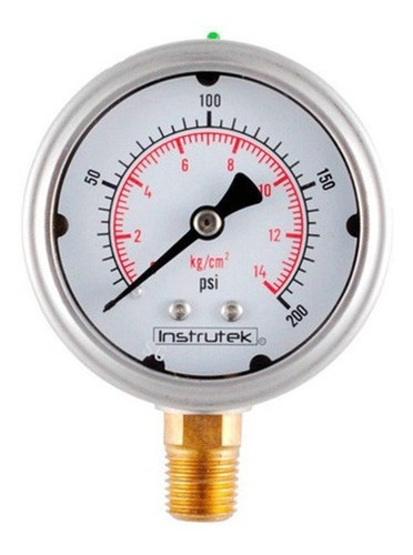 Manómetro 2.5", lleno de líquido (O.E.M.), 1/4" NPT, inferior, 200 psi-kg/cm2