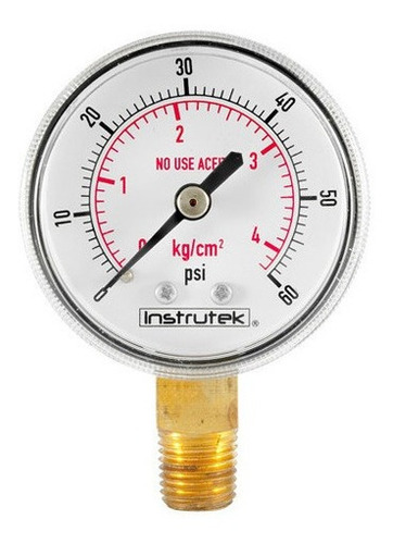 Manómetro 2", oxígeno y acetileno, 1/4" NPT, inferior, 60 psi-kg/cm2