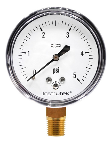 Manómetro 2.5", baja presión, 1/4" NPT, inferior, 5 psi