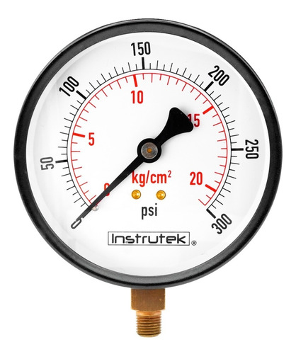 Manómetro 4", estándar, 1/4" NPT, inferior, 300 psi-kg/cm2