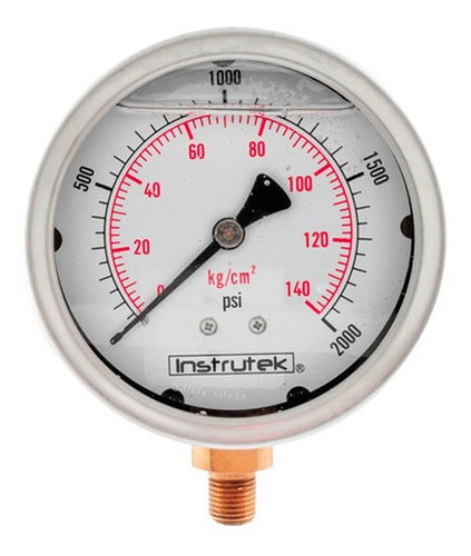 Manómetro 4", lleno de líquido (O.E.M.), 1/4" NPT, inferior, 2000 psi-kg/cm2