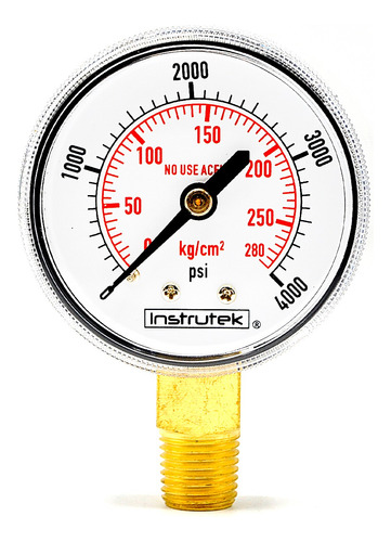 Manómetro 2", oxígeno y acetileno, 1/4" NPT, inferior, 4000 psi-kg/cm2