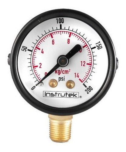 Manómetro 1.5", estándar, 1/8" NPT, inferior, 200 psi-kg/cm2