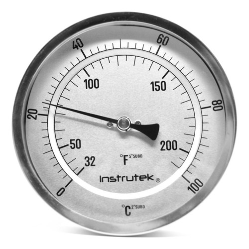 Termómetro 5 pulgadas, posterior, 1/2" NPT, vástago 4", rango 0 a 100 C-F