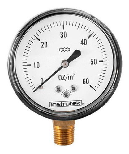 Manómetro 2.5", baja presión, 1/4" NPT, inferior, 60 oz/in2
