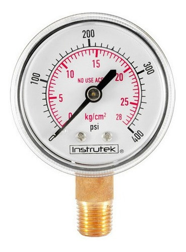 Manómetro 2", oxígeno y acetileno, 1/4" NPT, inferior, 400 psi-kg/cm2