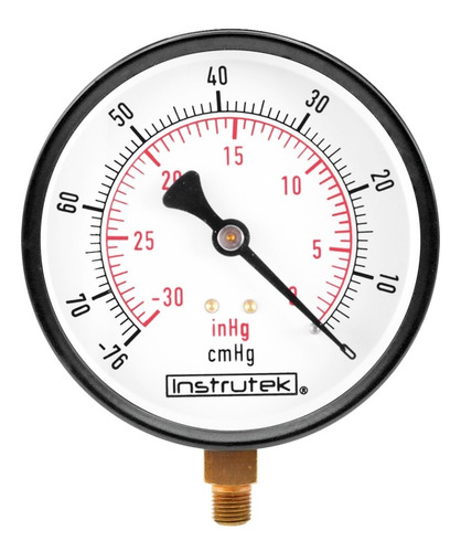 Vacuómetro 4", estándar, 1/4" NPT, inferior, 30 Vac inHg-cmHg