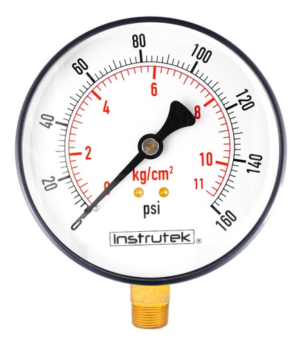 Manómetro 6", estándar, 1/2" NPT, inferior, 160 psi-kg/cm2
